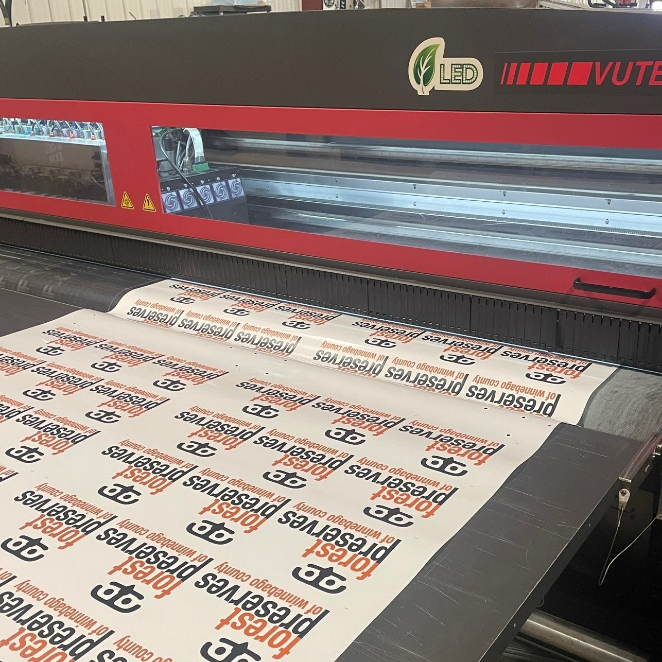 Screen printed industrial decals for heavy equipment and machinery