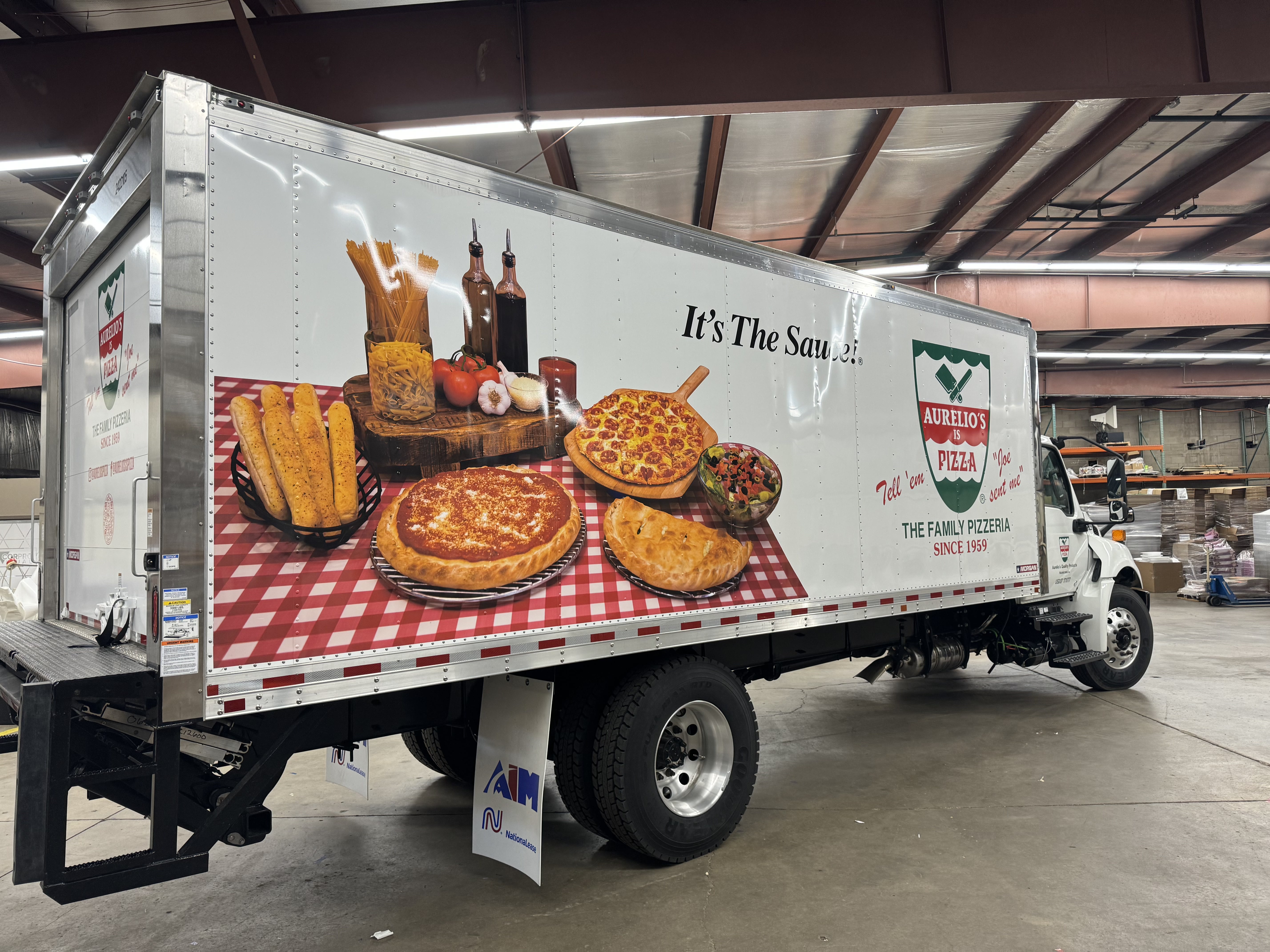 Aurelio's Pizza box truck wrap by Interstate Graphics